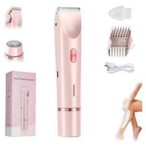 2-in-1 Dual Head Pink Electric Shaver For Women Waterproof